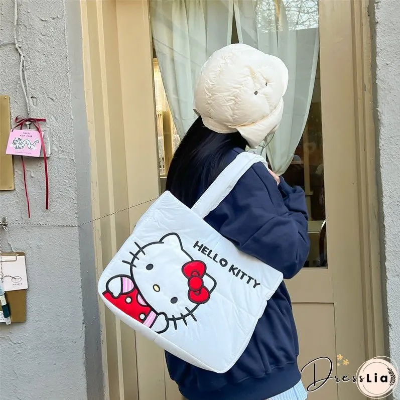 New Cartoon Cute down Cloth Handbag Pacha Dog Shoulder Bag Melody Clow M Tote Bag