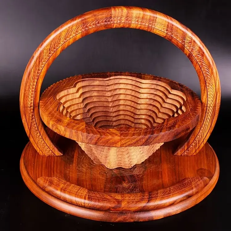 🔥-Handmade wood carving fruit plate