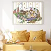 Rabbit Fairy Tale-Girl And Cat-14CT Stamped Cross Stitch 48*38cm/18.9*14.96in