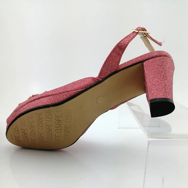 Latest Design Women Italian African Party Pumps Shoes and Bag Set Decorated with Rhinestone Women Shoes and Bag Set In Blue