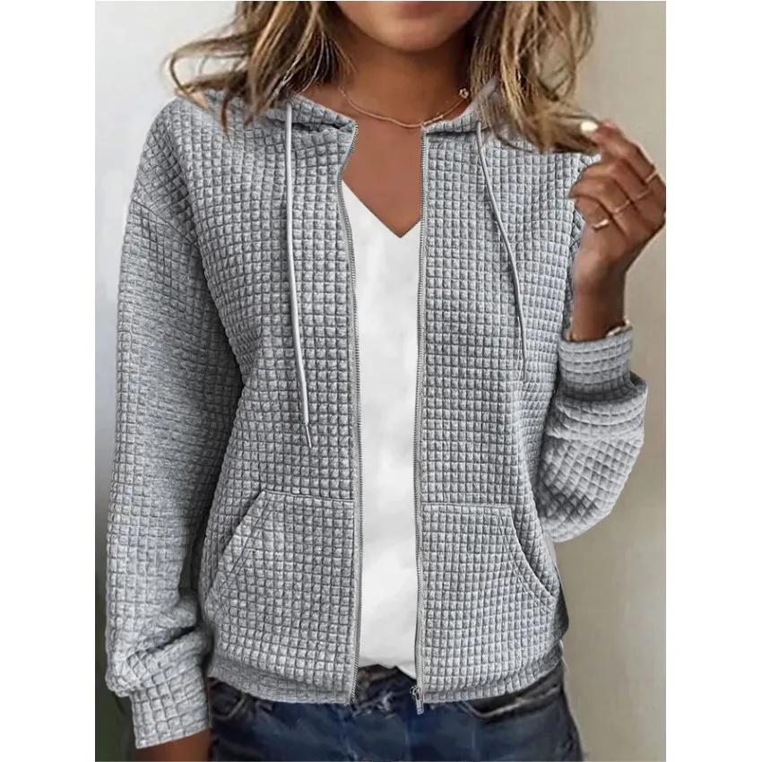 Churchf Churchf Women Wear Zip Hooded Cardigan Long Sleeve Hoodie Coat