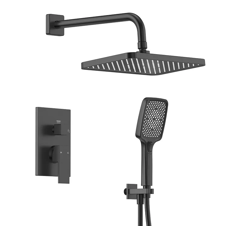 EVERSTEIN Pressure Balance 2-Function Shower System Matte Black SFS-1075-BK