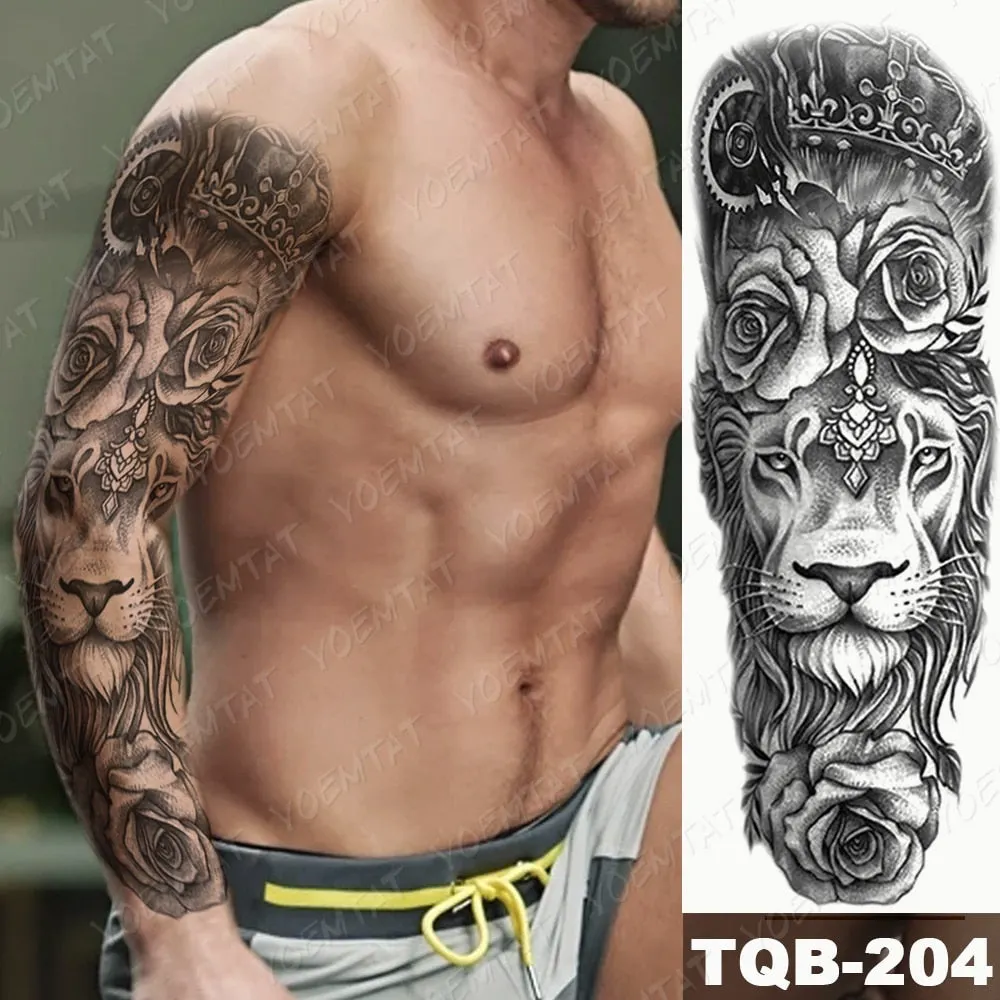 Large Arm Sleeve Tattoo Owl Angel Rose Waterproof Temporary Fake Tatoo Sticker Skull Fox Wings Men Women Full Totem Tatto Artes