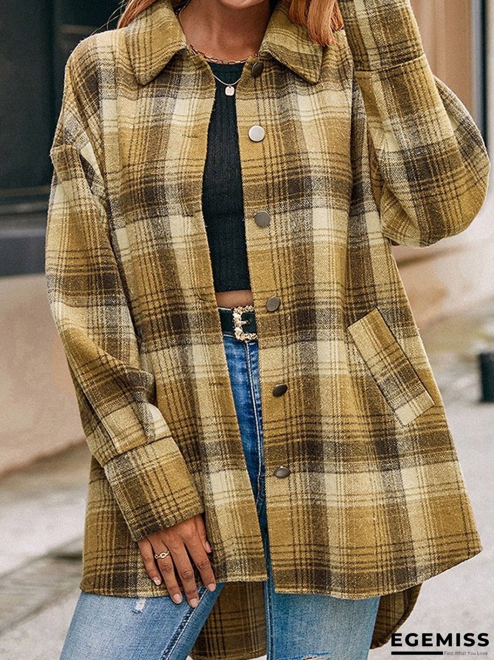 Loose Casual Plaid Single-breasted Shirt Jacket | EGEMISS