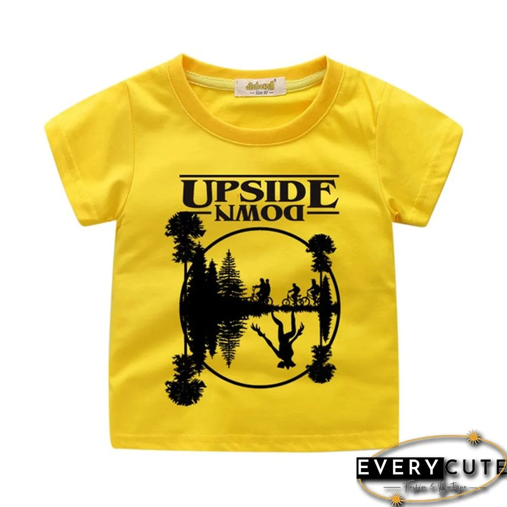 New Fashion Child Round Neck Printed Short-Sleeved Stranger Things Upside Down Graphic T-Shirt