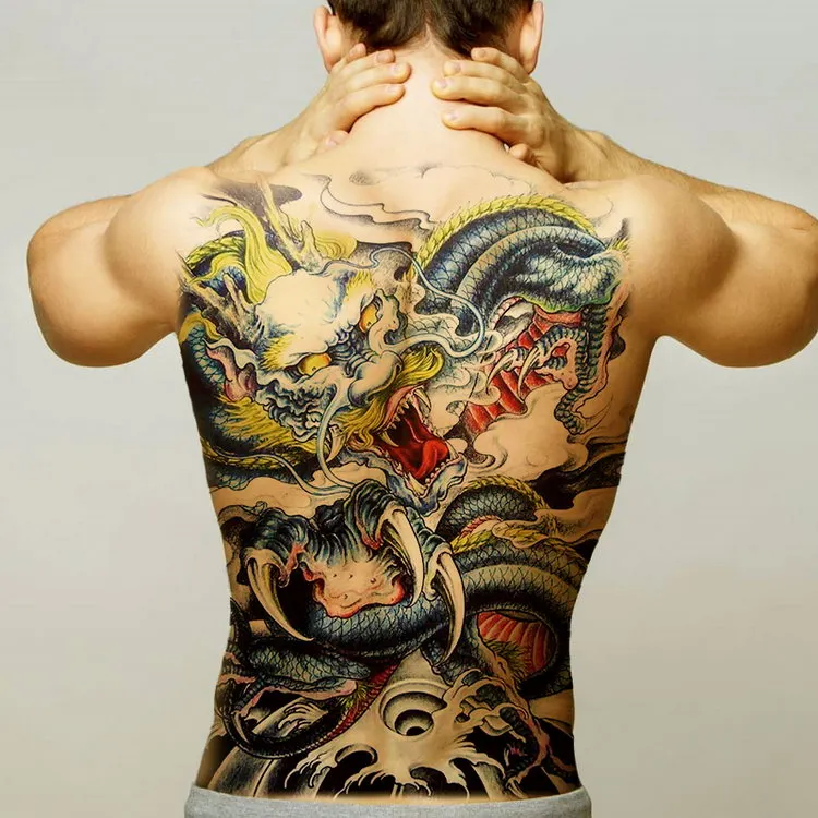 temporary men tattoos water transfer tattoo full back large tatoo fake dragon wings tattoo and body art sticker sexy decals big