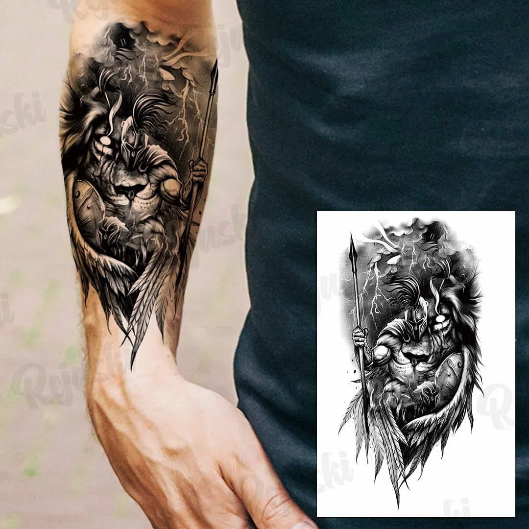 Sdrawing Thorns Temporary Tattoos For Adults Men Realistic Totem Maori Lion Compass Flower Tiger Fake Tattoo StickerArm Tatoos DIY