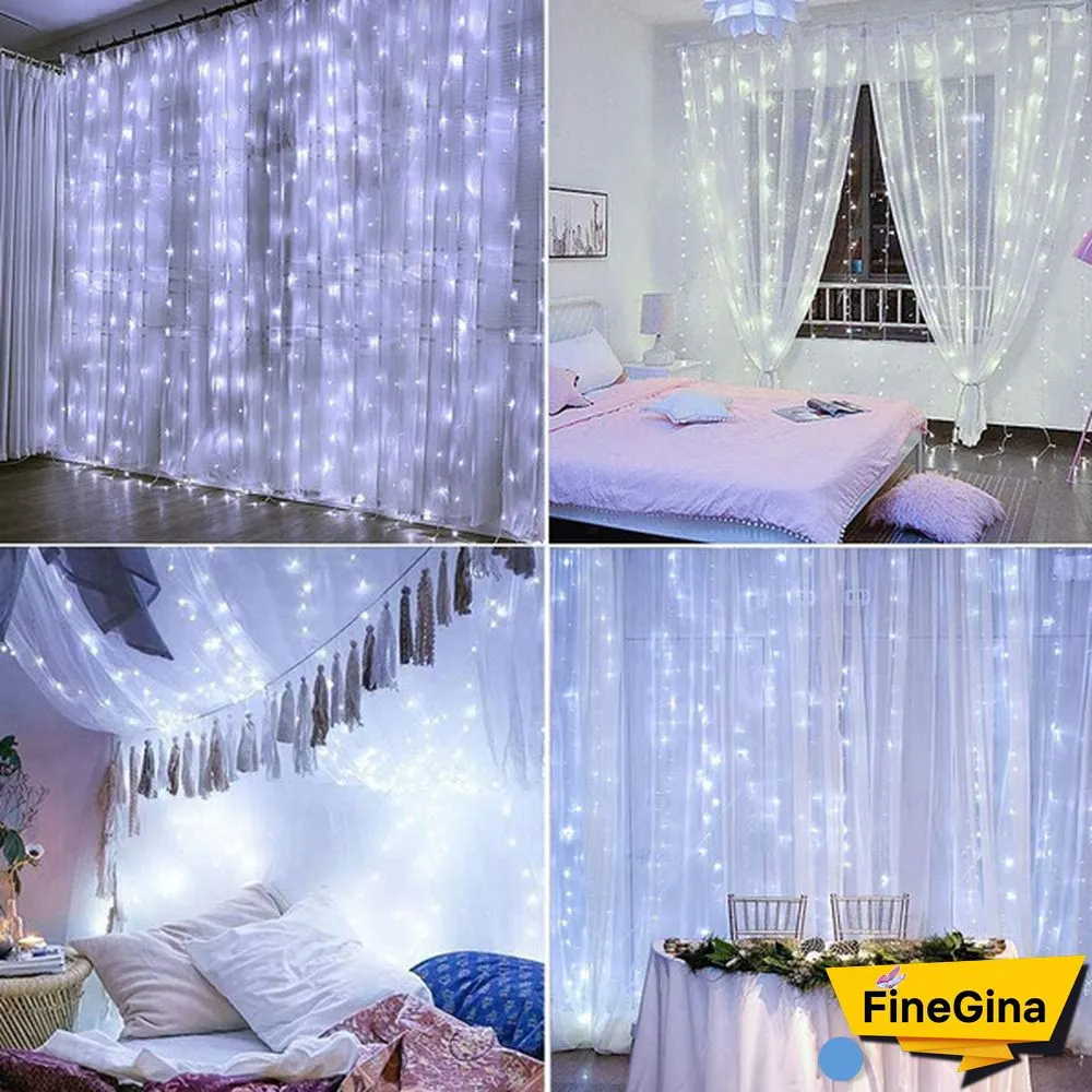 300LED Curtain String Lights 8 Modes with Remote Control Waterproof Fairy Lights Wedding Party Room Christmas Decoration Lights USB Powered
