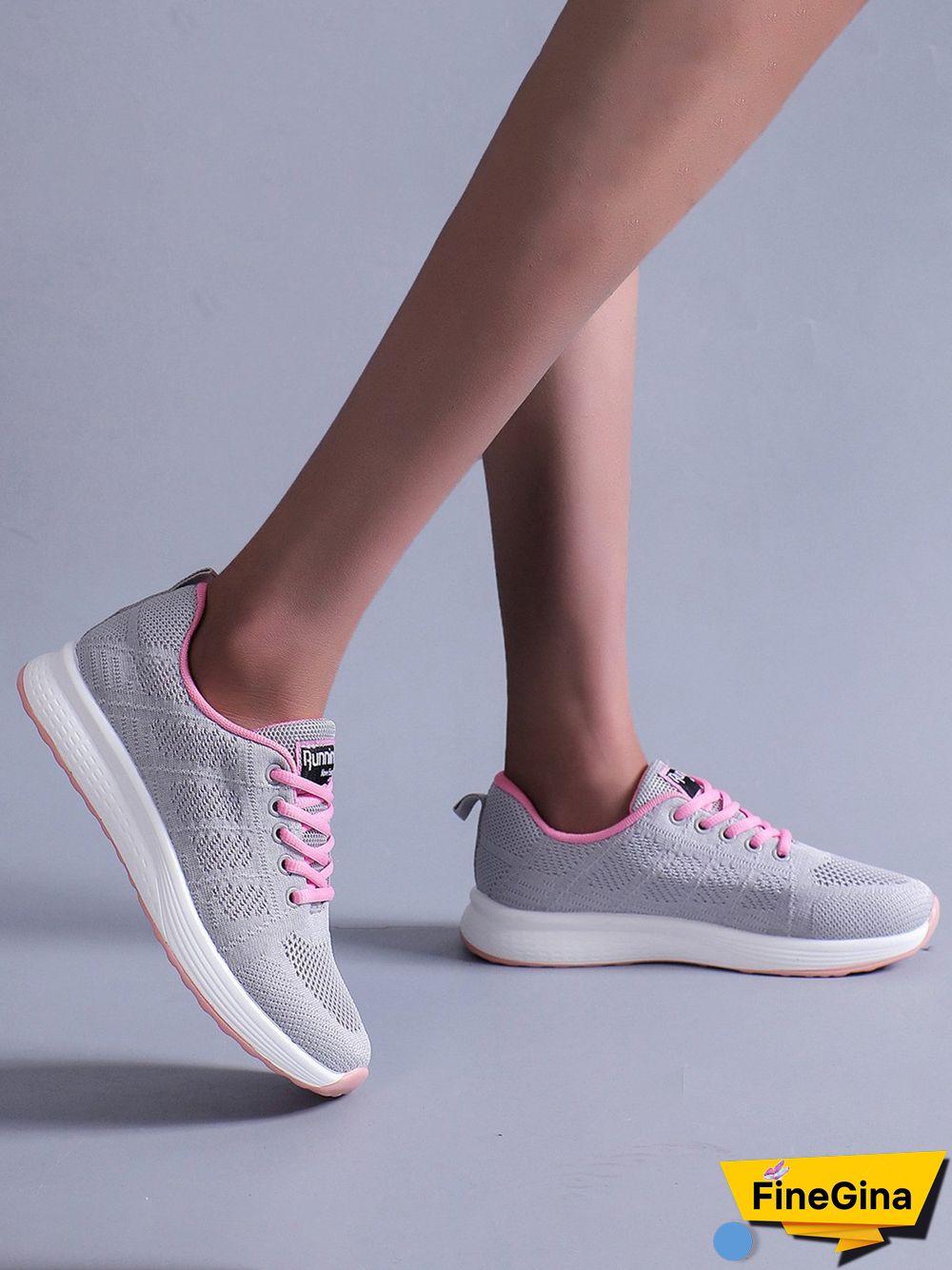 Contrasting Solid Color Breathable Mesh Casual Sneakers