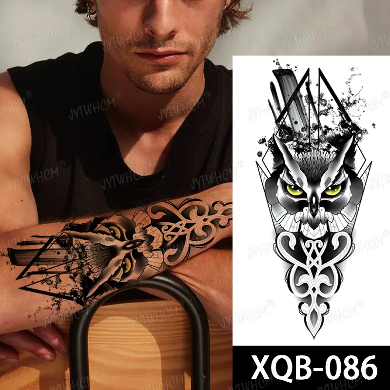 Sdrawing Hot Water Transfer Fake Tattoo Waterproof Temporary Tattoo Sticker For Men Women Wolf Arm Neck Tattoo Flash Tattoo Sleeve