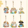 6pcs/set DIY Diamond Painting Special Shape Double Sided  Diamond Art Keyring Keychain Kit (Puppy)