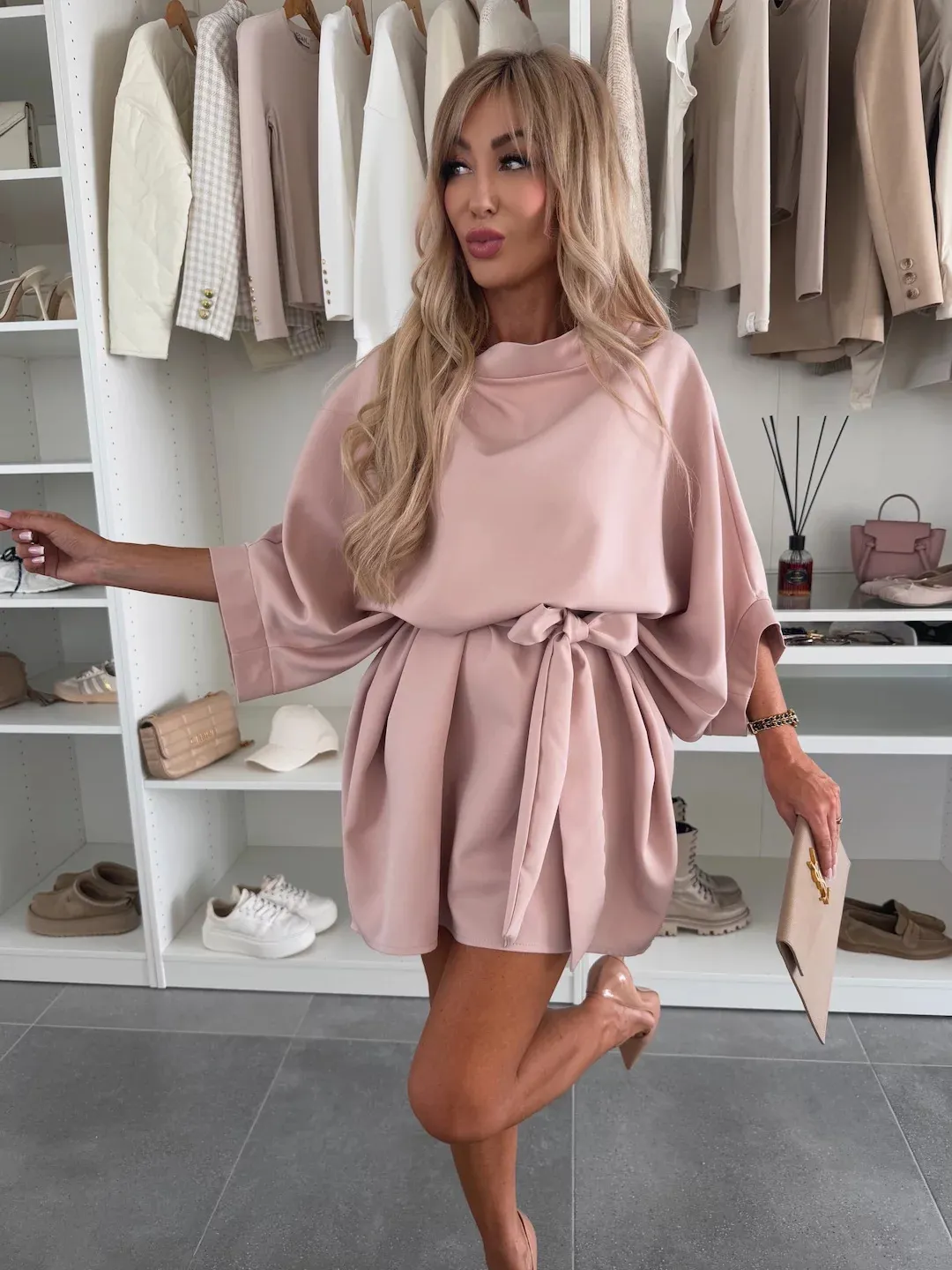 Billionm Billionm Explosion Of Solid Color Round Tie With Casual Temperament Dress Woman
