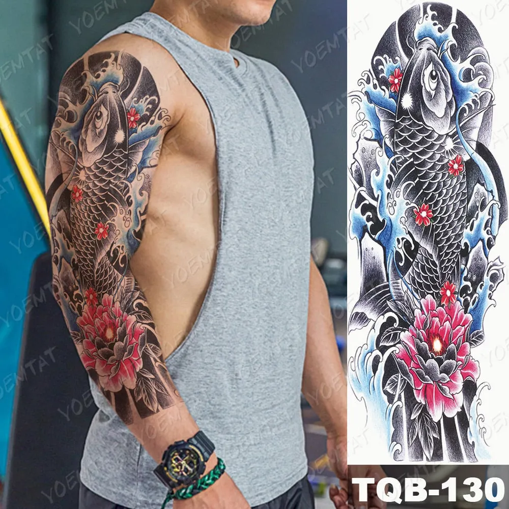 Large Arm Sleeve Tattoo Owl Angel Rose Waterproof Temporary Fake Tatoo Sticker Skull Fox Wings Men Women Full Totem Tatto Artes