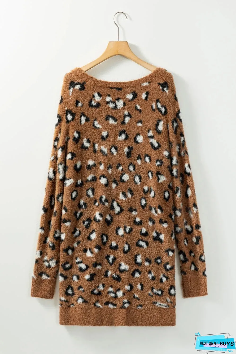 Brown Leopard Print Fur Cardigan