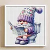 (Small Size)Gnome Goes To Toilet - 18CT Stamped Cross Stitch - 25*25cm
