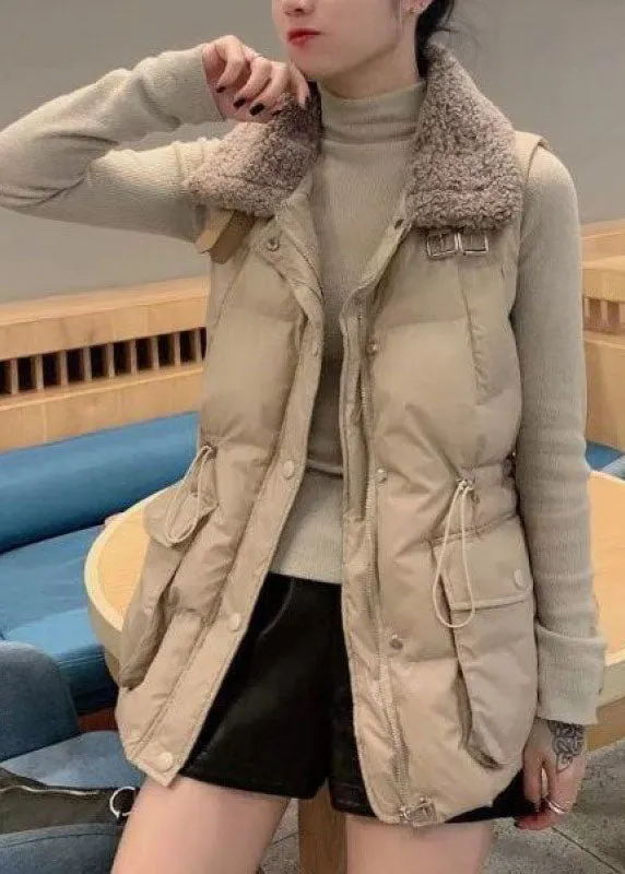 Italian Khaki fashion Thick Warm Winter Sleeveless Puffer Vest
