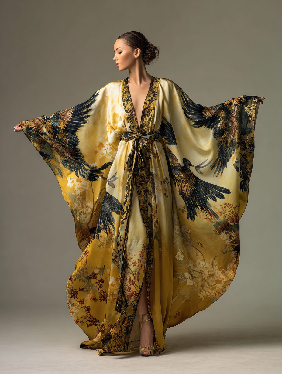 Women's  Kimono Silk Robe (Including Belt)