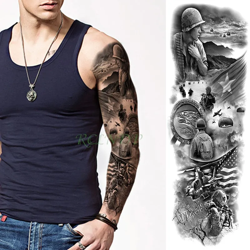 Waterproof Temporary Tattoo Sticker dragon Chinese style full arm fake tatto flash tatoo big size sleeve tato for men women
