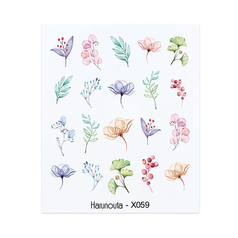 Harunouta Cool Geometry Pattern Water Decals Stickers Christmas Snowflakes Slider For Nails Valentine's Day Nail Art Decoration