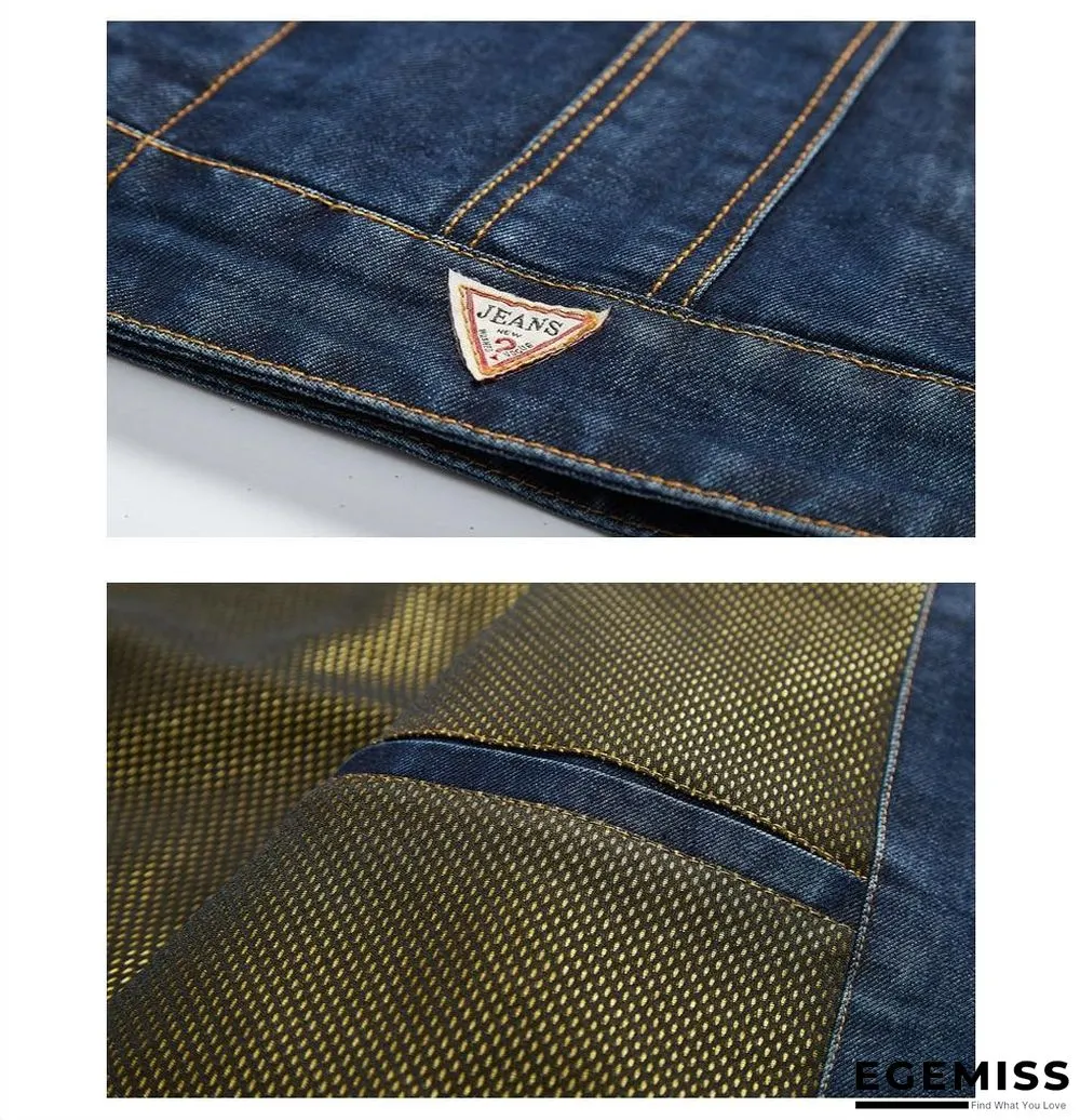 Denim Jacket Men's Lapel Embroidery Casual Mens  Jeans Jackets Multi-pocket Male Cowboy Coats | EGEMISS