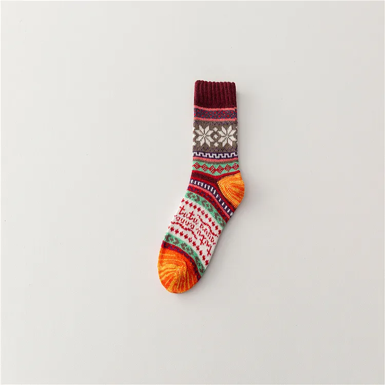 Ethnic Knitted Thick Needle Retro Socks