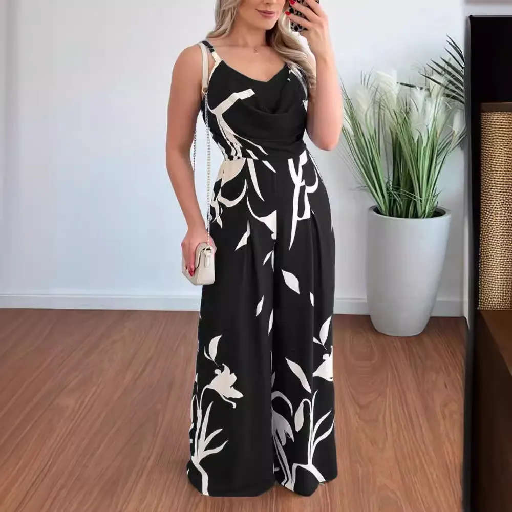 Churchf Women's Style Summer Print Slip Trousers Jumpsuit