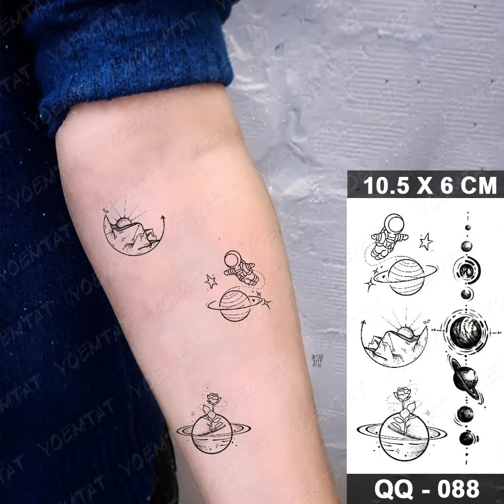 Waterproof Temporary Tattoo Sticker Small Lines Flowers Flash Tatoo Geometry Hand Arm Wrist Fake Tatto For Body Art Women Child