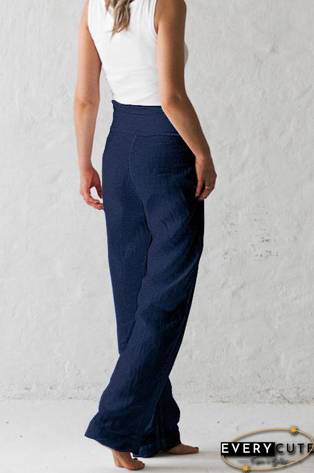 Side Knot Pockets Loose Pants