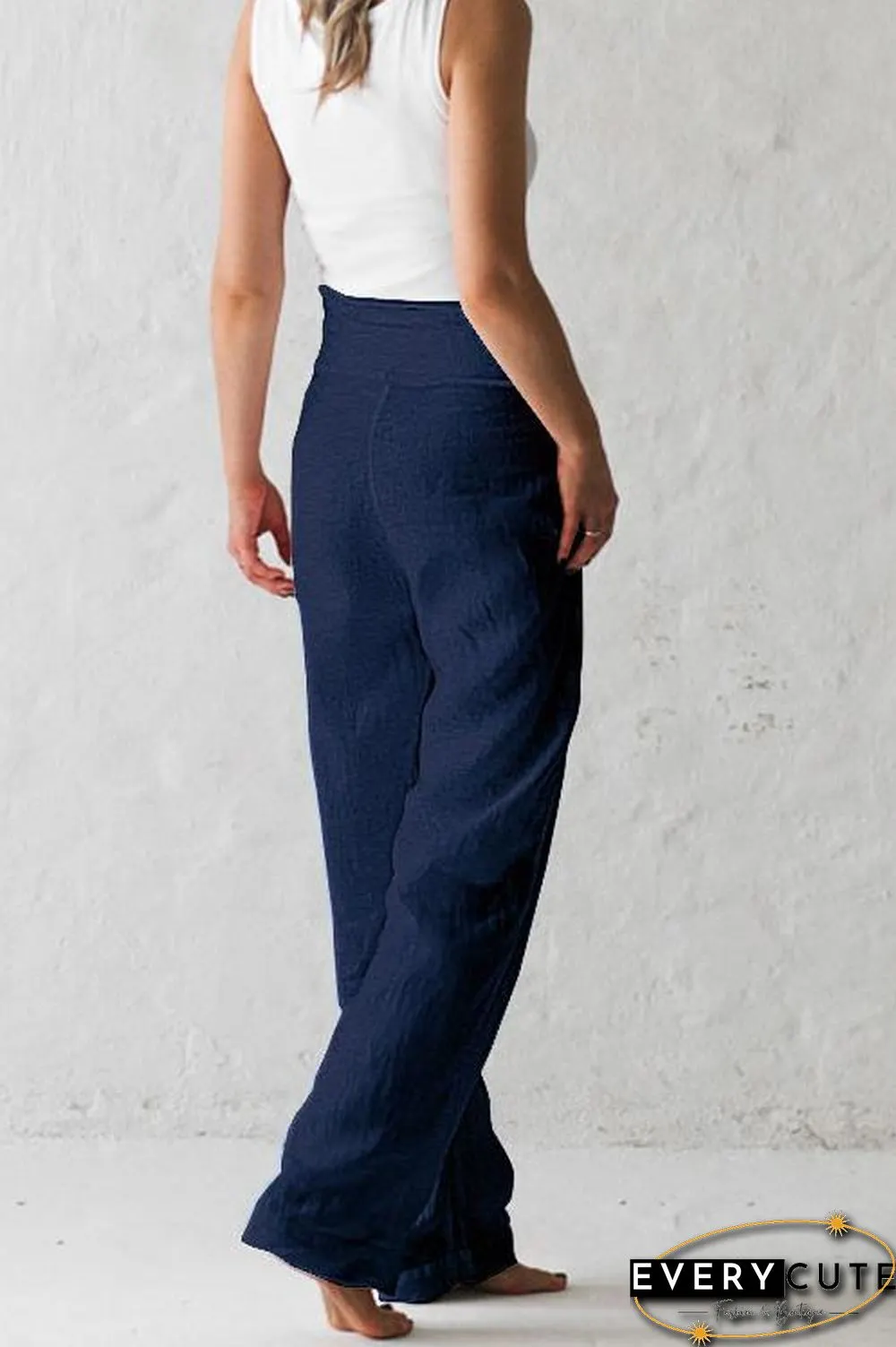 Side Knot Pockets Loose Pants
