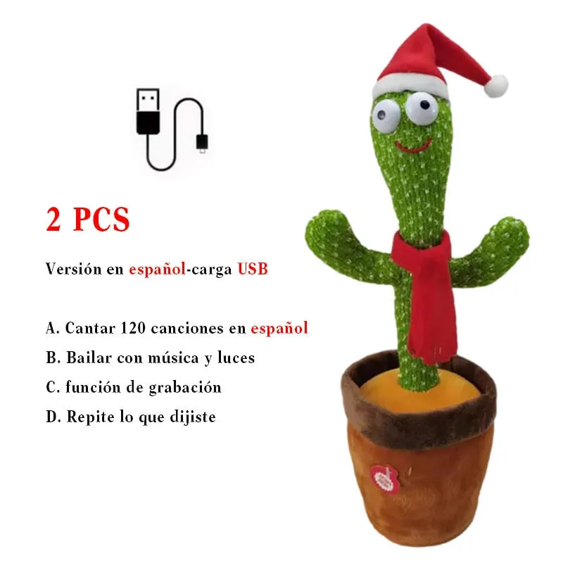 Rechargeable Dancer Cactus With Sound In Spanish Captus Dancer For Babies USB Dancing Cactus Parlant Toy Russian