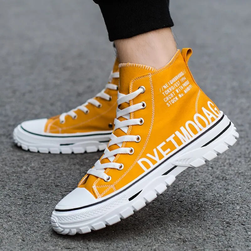 Fashion Men's Canvas Shoes High Top Flat Shoes for Men Blue Black Sneakers Board Shoes Espadrilles Canvas Sneakers Sneakers Men