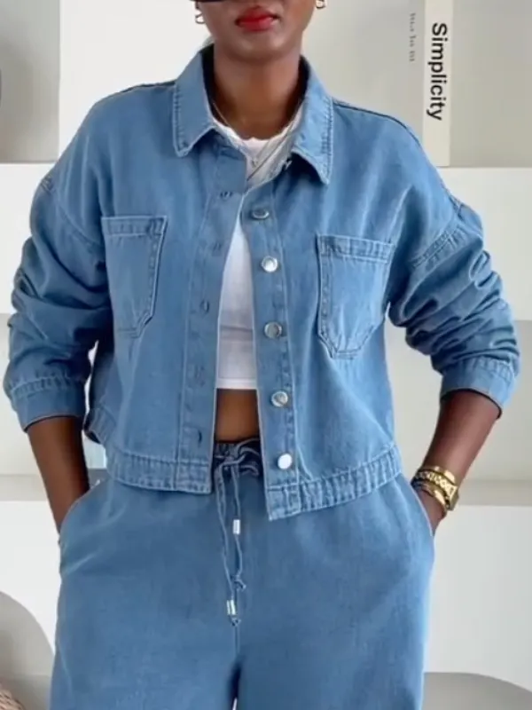 Light Blue Denim Two-Piece Set