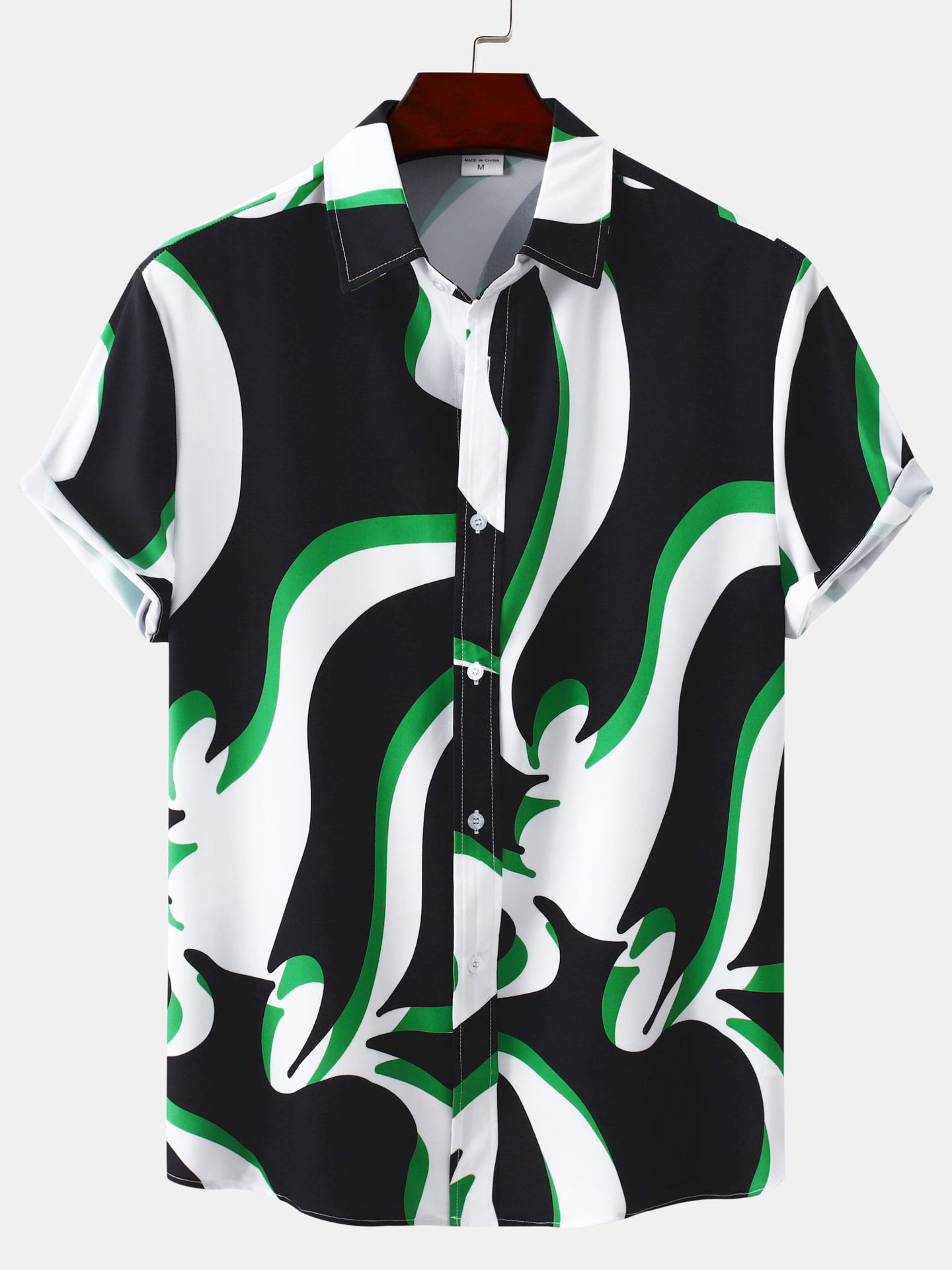 - Geometric Stripes Short Sleeve Shirt