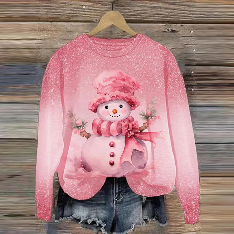 Cute Christmas Snowman Art Crew Neck Sweatshirt