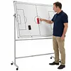 [US Local Warehouse] Mobile Double-Sided Soccer Coaching Board Height Adjustable Whiteboard with Wheels Dry Erase Board with Magnets Pen & Eraser for Coaches (Football)