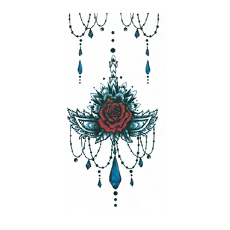 New Temporary Tatoo for Women Sexy Chest Waist Stickers Clavicle Big FakeTattoo Art Deco Beauty Scar Waterproof Tattoo Stickers