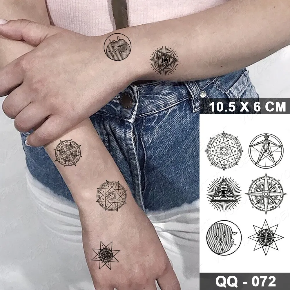 Waterproof Temporary Tattoo Sticker Moon Star Universe Cloud Flash Tatoo Cute Lines Hand Wrist Fake Tatto For Body Art Women Men