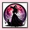 Witch And Cat Silhouette-11CT Stamped Cross Stitch 45*45cm/17.72*17.72in