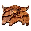 Highland Cow Wooden Charcuterie Board with Compartments for Cheese Meat Snacks
