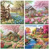 (US Local)4Pack Houses-Full Round Diamond Painting(40x40cm)