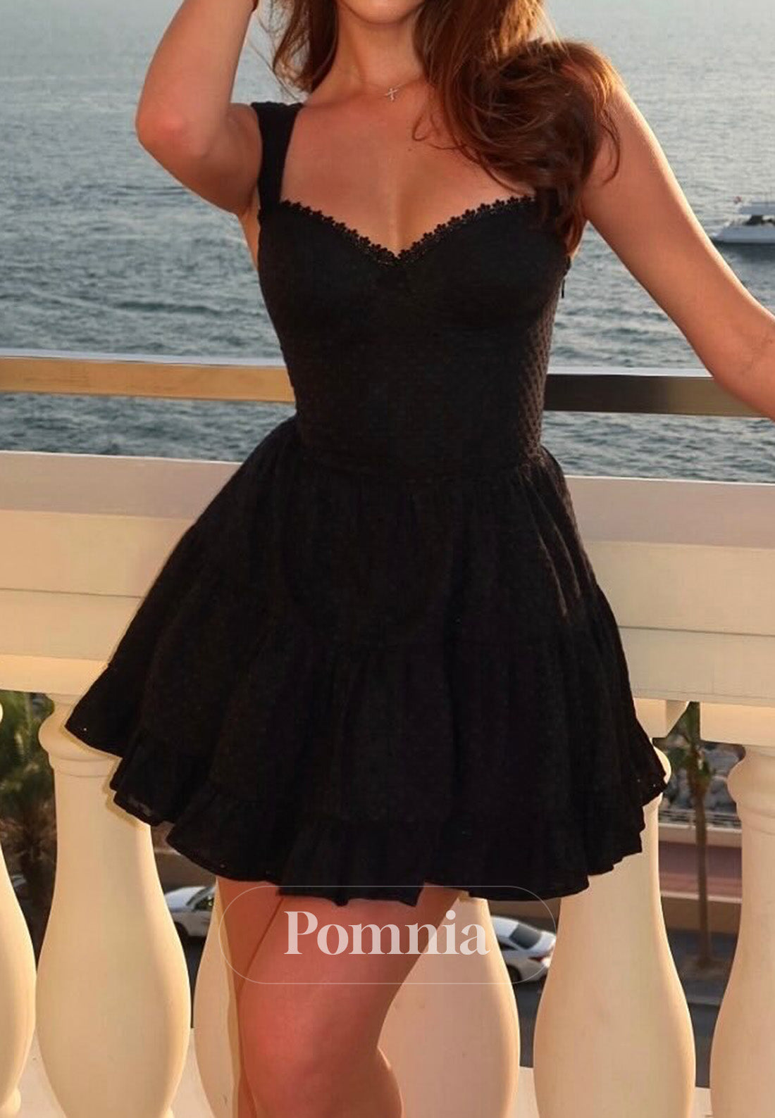 Black Spaghetti Straps Sweetheart Short Homecoming Dress Black Spaghetti Straps Sweetheart Short Homecoming Dress