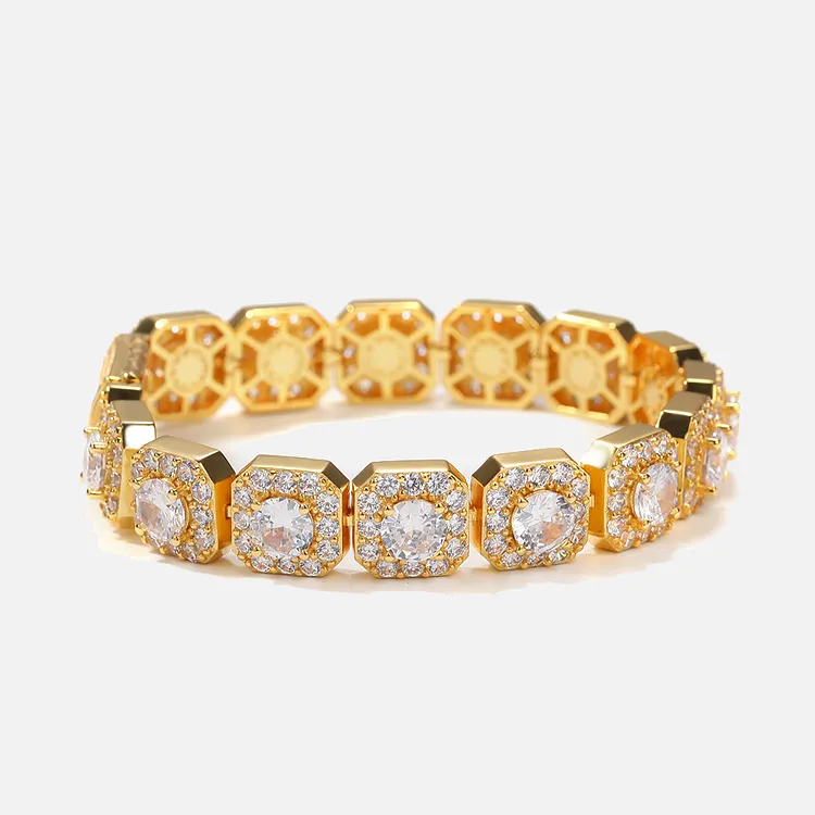 Iced Out Geometric Shape Rock Candy Bracelets 12.5MM Hip Hop Bling Bling