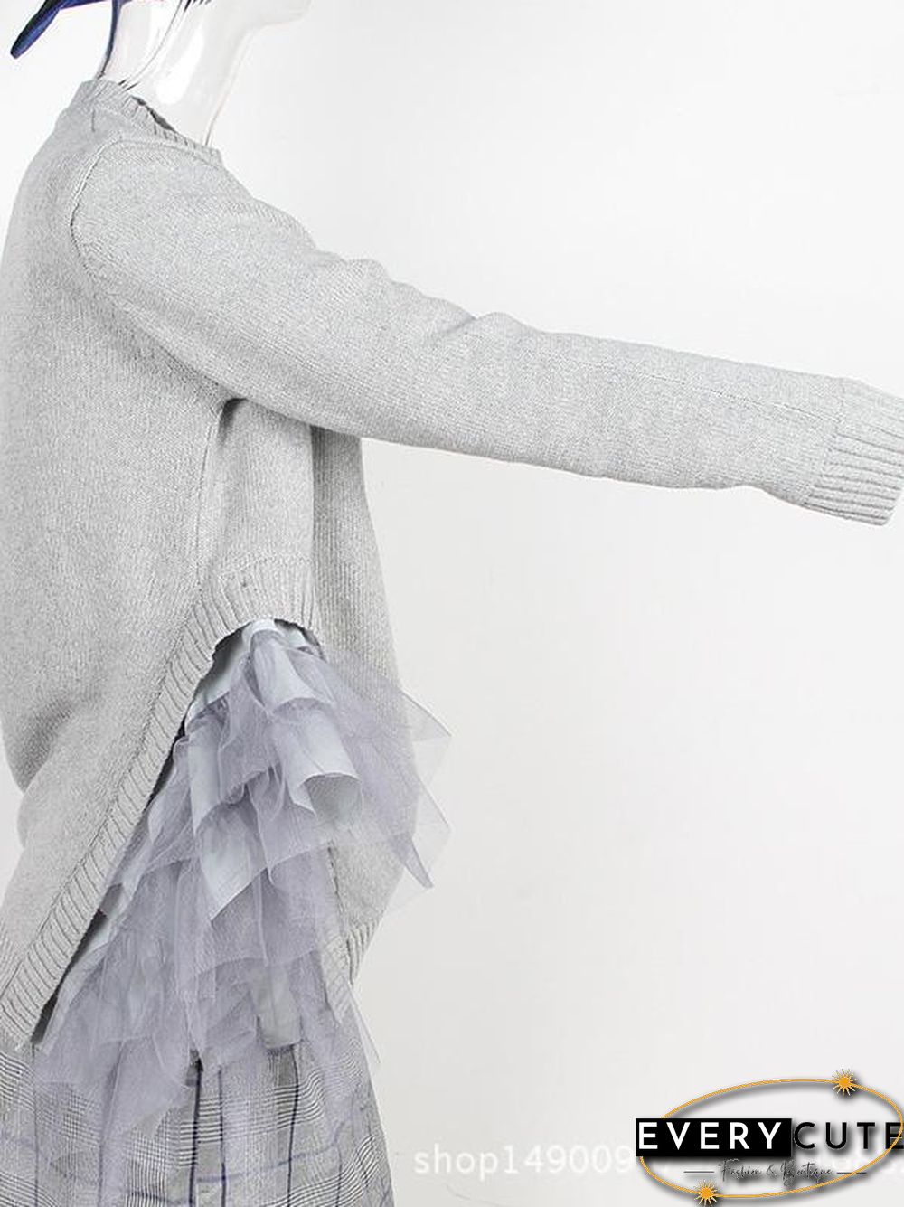 Irregular Gauze Split-joint Sweater
