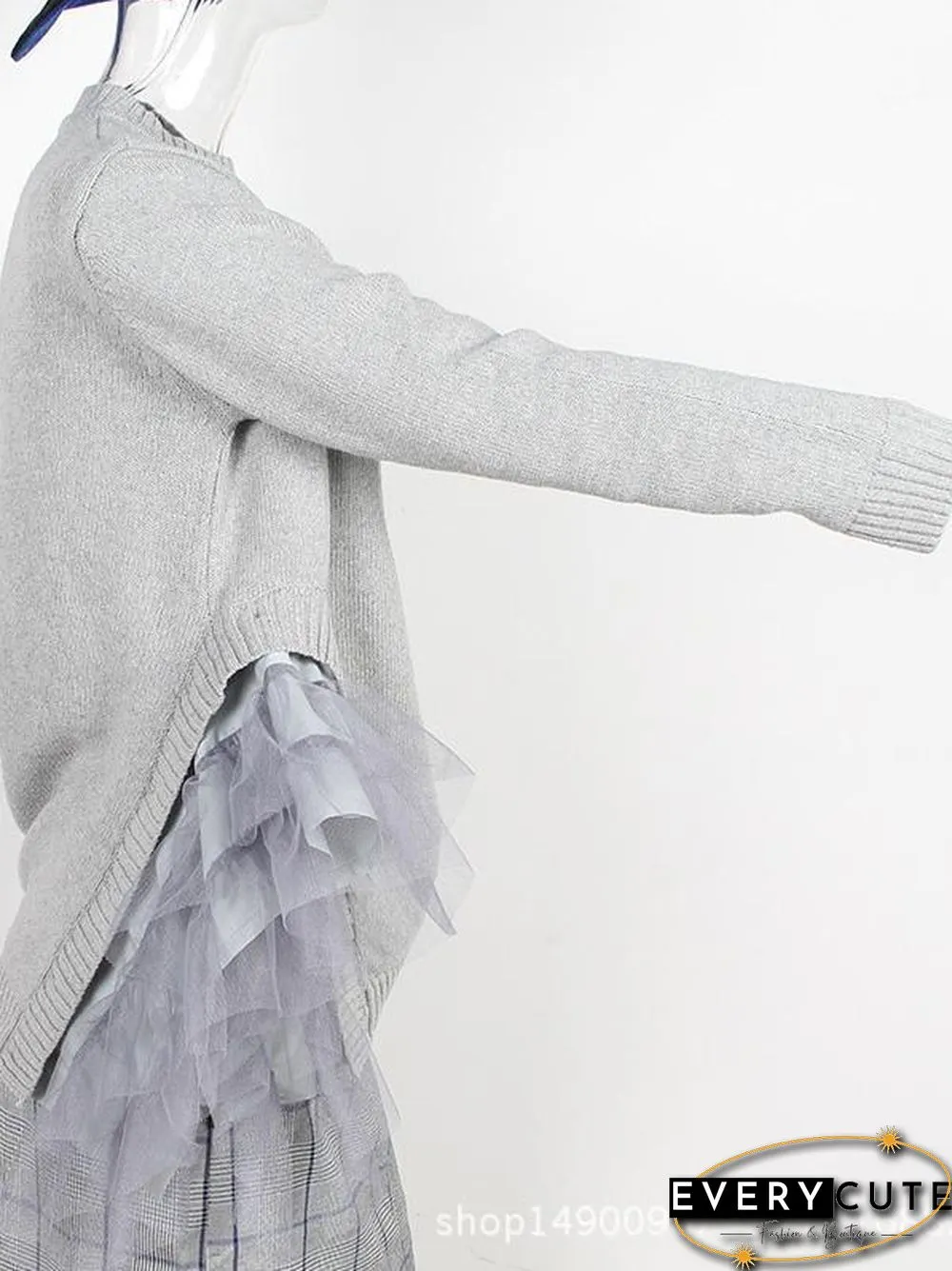 Irregular Gauze Split-joint Sweater