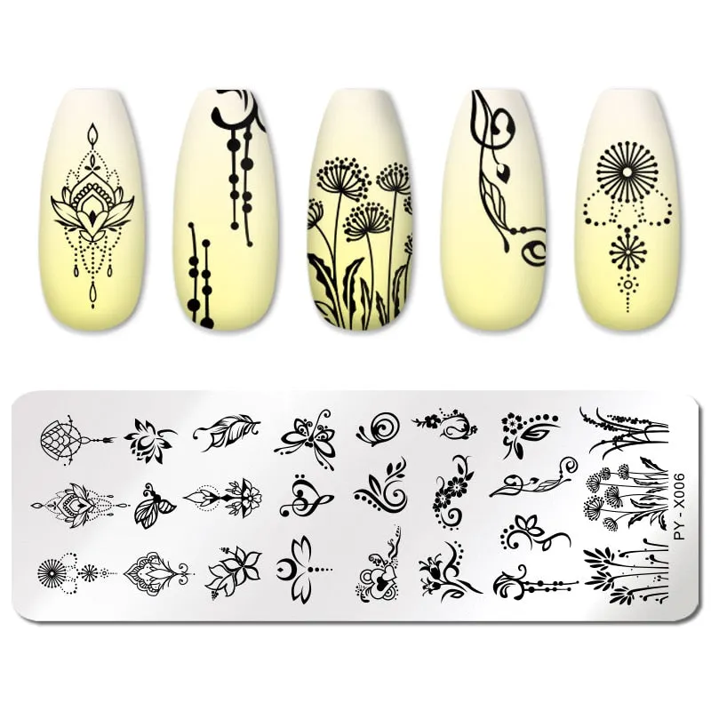PICT YOU Nail Stamping Plates Flower Plant Pattern Nail Art Plate Stencil Stainless Steel Line Pictures Theme Image Plates Mold-Nail Inspo
