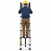 [US Local Warehouse] 4.4m Telescoping Ladder with 2 Triangle Stabilizers Portable Folding Loft Ladder