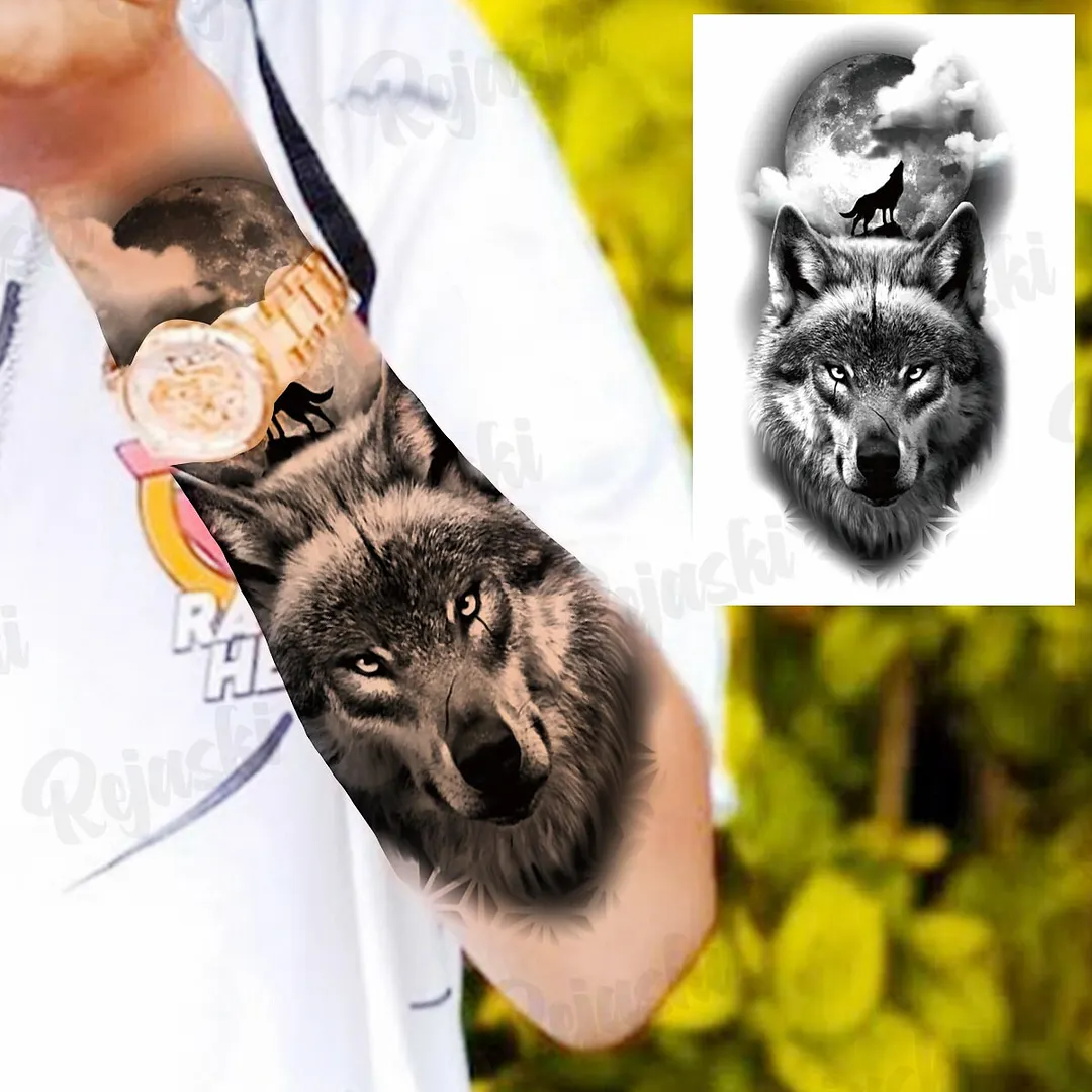 Sdrawing Thorns Temporary Tattoos For Adults Men Realistic Totem Maori Lion Compass Flower Tiger Fake Tattoo StickerArm Tatoos DIY