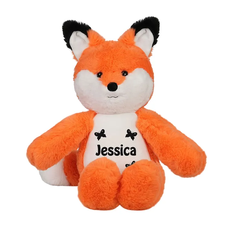 Dyoart Custom Fox Plush, 22.4" Large Fox Stuffed Animal Personalized with Name Date, Soft Plushie Birthday Gift for Baby Toddler Adult