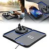 2-in-1 Anti-Slip Wireless Charging Mat with Phone Holder Wireless Charging Pad for Car 360 Degree Rotation Fit for iPhone 17/16/15/14/13/12 Pro for Android