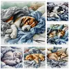 (Multi-Style) Sleeping Dog Cat-11CT Stamped Cross Stitch 40*40cm